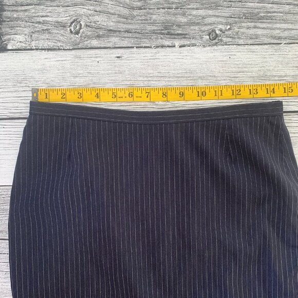 Vintage 90s Holt Renfrew Navy Pinstripe Straight Pencil Skirt - Picture 9 of 12